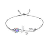 QGJNSGC Pulsera de urna de cremación de rosas para cenizas, pulsera conmemorativa de recuerdo para mujer, regalo de duelo por la pérdida del ser querido, Acero inoxidable, Sin piedra preciosa