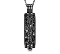 QGJNSGC Urna Collar de Cenizas para Mujeres Hombres Árbol de la Vida Cilindro Cremación Joyería Vial Cremación Ceniza Colgante Memorial Joyería Regalos Cenizas Collar
