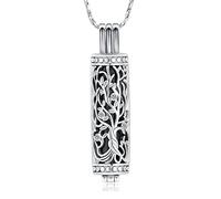 QGJNSGC Urna Collar de Cenizas para Mujeres Hombres Árbol de la Vida Cilindro Cremación Joyería Vial Cremación Ceniza Colgante Memorial Joyería Regalos Cenizas Collar