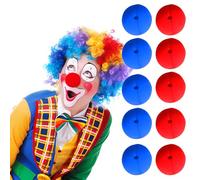 QGK 10 narices de payaso de espuma roja y azul para disfraz de cosplay, perfectas para maquillaje infantil, fiestas, carnavales, disfraces y circo.