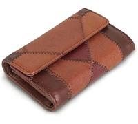 QGKWJP Cartera corta de cuero para mujer, monedero con costuras de cuero, plegable, tarjetero, embrague retro (color: A, tamaño: 14 x 10 x 3 cm)