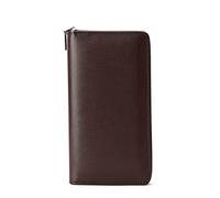 QGKWJP Cartera de Cuero Genuino con Bloqueo Largo para Hombre, Tarjetero, Carteras de Embrague, Bolsa para teléfono móvil, Bloc de Notas de Trabajo (Color: Marrón, Tamaño: 21 * 3 * 11 cm)