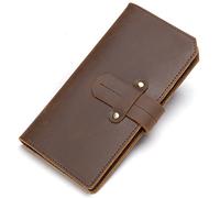 QGKWJP Cartera de Cuero Genuino para Hombre, Monedero para Hombre, Carteras largas Vintage para Hombre, Tarjetero sólido (Color: A, tamaño: 8,5x1,5x16,5 CM)