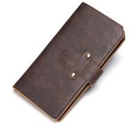 QGKWJP Cartera de Cuero Genuino para Hombre, Monedero para Hombre, Carteras largas Vintage para Hombre, Tarjetero sólido (Color: A, tamaño: 8,5x1,5x16,5 CM)