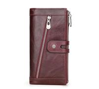 QGKWJP Cartera de Cuero para Mujer, Tarjetero, Bolso Largo para Mujer, Bolsillo para teléfono, Gran Capacidad, RFID, Cepillo antirrobo, Cartera de Cuero