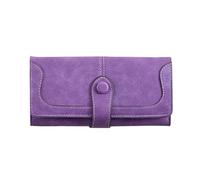 QGKWJP Cartera Mujer Cuero Mate Monedero Mujer Tarjetero Monedero, Monedero Esmerilado Vintage Clip de Dinero Largo con Cremallera para Mujer