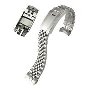 QGKWJP Correa de reloj de acero inoxidable 316L de 20 mm para Submariner Daytona Date Just Sliding Lock Correa de reloj plateada sólida