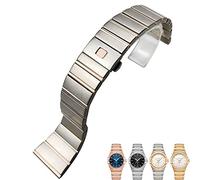 QGKWJP Correa de reloj de acero inoxidable de 18 mm, 23 mm, 25 mm, hebilla plegable para pulsera Omega Double Eagle Constellation