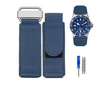 QGKWJP Correa de reloj de nailon de 22mm y 24mm para Tudor BR, cierre de gancho y bucle, correa de reloj deportiva con hebilla de acero, correa NATO en negro y azul