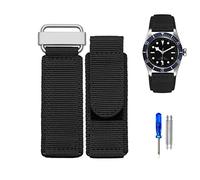 QGKWJP Correa de reloj de nailon de 22mm y 24mm para Tudor BR, cierre de gancho y bucle, correa de reloj deportiva con hebilla de acero, correa NATO en negro y azul