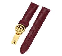QGKWJP Correa de reloj de piel auténtica de 19 mm, 20 mm, 22 mm, para Patek Philippe Wath con cierre desplegable de acero inoxidable para hombres y mujeres