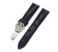 QGKWJP Correa de reloj de piel auténtica de 19 mm, 20 mm, 22 mm, para Patek Philippe Wath con cierre desplegable de acero inoxidable para hombres y mujeres