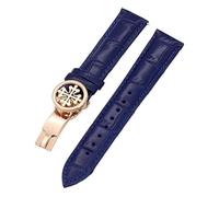 QGKWJP Correa de reloj de piel auténtica de 19 mm, 20 mm, 22 mm, para Patek Philippe Wath con cierre desplegable de acero inoxidable para hombres y mujeres