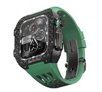 QGKWJP Kit de actualización de correa de reloj de fibra de carbono de lujo, correa de fibra de carbono y correa de reloj de goma para series 8 7 6 SE 5 4, actualización de correa de reloj de 44/45 mm