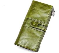 QGKWJP Monederos para Hombre, Cremallera Larga de Cuero Genuino, Bolsos de Mano para Hombre con Soporte para teléfono móvil, Tarjetero, Billetera Vintage