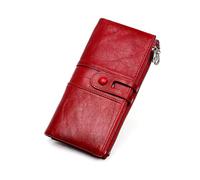 QGKWJP Monederos para Hombre, Cremallera Larga de Cuero Genuino, Bolsos de Mano para Hombre con Soporte para teléfono móvil, Tarjetero, Billetera Vintage