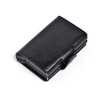 QGKWJP Portatarjetas de crédito empresarial automático, Mini Estuche para Tarjetas bancarias de Cuero Inteligente, Estuche para Tarjetas de Aluminio, Caja de Recogida Vintage de Metal