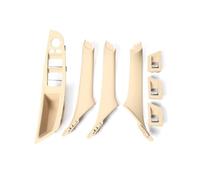 QGQFDEYUNB Panel Control Ventanas Para Serie 5 Para F10 Para F18 Volante Izquierda LHD 7 Piezas 2010-2016 Placa Decorativa Manija Puerta Interior Coche Fibra Carbono Beige(Beige)