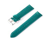 Qgsaghty Correa de cuero Correa de reloj de piel de vaca genuina Pulsera de reloj hecha a mano azul amarillo marrón para hombre y mujer, Verde malaquita, 17mm