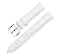 Qgsaghty Correa de cuero multifuncional de 10mm a 22mm con función de liberación rápida Cuero de vaca impermeable, hebilla plateada, Blanco, 16mm