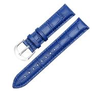 Qgsaghty Correa de cuero multifuncional de 10mm a 22mm con función de liberación rápida Cuero de vaca impermeable, hebilla plateada, Azul oscuro, 16mm