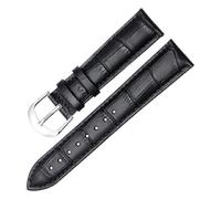 Qgsaghty Correa de cuero multifuncional de 10mm a 22mm con función de liberación rápida Cuero de vaca impermeable, hebilla plateada, Negro, 22mm