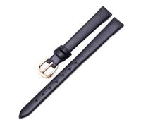 Qgsaghty Correa de cuero ultrafina, suave y delgada, 10mm-20mm, cadena de reloj colorida, accesorios femeninos, hebilla de oro rosa, liso, Negro, 8mm