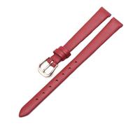 Qgsaghty Correa de cuero ultrafina, suave y delgada, 10mm-20mm, cadena de reloj colorida, accesorios femeninos, hebilla de oro rosa, liso, Rojo oscuro, 18mm