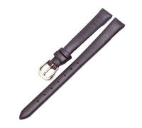 Qgsaghty Correa de cuero ultrafina, suave y delgada, 10mm-20mm, cadena de reloj colorida, accesorios femeninos, hebilla de oro rosa, liso, Marron oscuro, 14mm