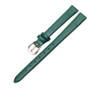 Qgsaghty Correa de cuero ultrafina, suave y delgada, 10mm-20mm, cadena de reloj colorida, accesorios femeninos, hebilla de oro rosa, liso, Verde oscuro, 10mm