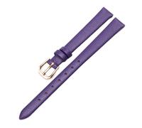 Qgsaghty Correa de cuero ultrafina, suave y delgada, 10mm-20mm, cadena de reloj colorida, accesorios femeninos, hebilla de oro rosa, liso, Morado oscuro, 12mm