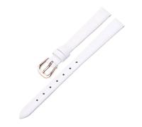 Qgsaghty Correa de cuero ultrafina, suave y delgada, 10mm-20mm, cadena de reloj colorida, accesorios femeninos, hebilla de oro rosa, liso, Blanco, 12mm