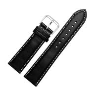 Qgsaghty Correa de piel de becerro de liberación rápida 12/14/16/18/20/22/24mm Correa negra/marrón, hebilla, tejido tafetán, hilo blanco, Negro, 12mm