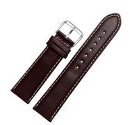 Qgsaghty Correa de piel de becerro de liberación rápida 12/14/16/18/20/22/24mm Correa negra/marrón, hebilla, tejido tafetán, hilo blanco, Marrón, 12mm