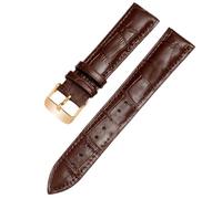 Qgsaghty Correa de piel de vaca 12/13/14/15/16/17/18/19/20/21/22/23mm con hebilla para hombres y mujeres, hebilla de oro rosa, Marrón, 22mm