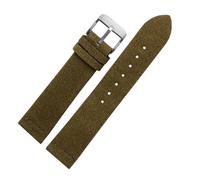 Qgsaghty Correa de piel de vaca de gamuza 16mm 18mm 20mm 22mm correa de reloj de cuero genuino accesorios de pulsera Vintage, Verde militar Plata, 20mm