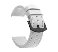 Qgsaghty Correa de reloj Correa de cuero vintage Correa de reloj Hebilla de acero inoxidable Accesorios de reloj 18mm 20mm 22mm 24mm, Blanco negro, 22mm