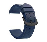 Qgsaghty Correa de reloj Correa de cuero vintage Correa de reloj Hebilla de acero inoxidable Accesorios de reloj 18mm 20mm 22mm 24mm, Azul negro, 22mm