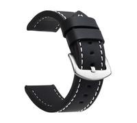 Qgsaghty Correa de reloj Correa de cuero vintage Correa de reloj Hebilla de acero inoxidable Accesorios de reloj 18mm 20mm 22mm 24mm, Negro Blanco Plata, 18mm