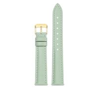 Qgsaghty Correa de reloj de cuero 10mm-22mm Correa de reloj de cuero de vaca para hombres y mujeres Cadena de reloj, hebilla dorada, Verde claro, 15mm
