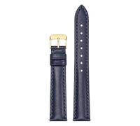 Qgsaghty Correa de reloj de cuero 10mm-22mm Correa de reloj de cuero de vaca para hombres y mujeres Cadena de reloj, hebilla dorada, Azul real, 15mm