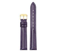 Qgsaghty Correa de reloj de cuero 10mm-22mm Correa de reloj de cuero de vaca para hombres y mujeres Cadena de reloj, hebilla dorada, Púrpura, 13mm