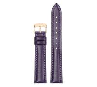 Qgsaghty Correa de reloj de cuero 10mm-22mm Correa de reloj de cuero de vaca para hombres y mujeres Cadena de reloj, hebilla de oro rosa, Púrpura, 20mm