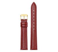 Qgsaghty Correa de reloj de cuero 10mm-22mm Correa de reloj de cuero de vaca para hombres y mujeres Cadena de reloj, hebilla dorada, Rojo, 18mm