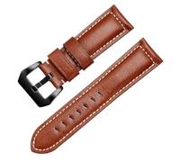 Qgsaghty Correa de reloj de cuero 20mm/22mm/24mm/26mm Correa de reloj de cuero Crazy Horse Hebilla, hebilla negra, 36 Marrón, 24mm