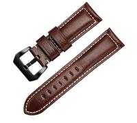 Qgsaghty Correa de reloj de cuero 20mm/22mm/24mm/26mm Correa de reloj de cuero Crazy Horse Hebilla, hebilla negra, 36 Marrón Oscuro, 26mm