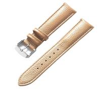 Qgsaghty Correa de reloj de cuero con textura Litchi de 13mm a 22mm para hombres y mujeres, correa de reloj suave, hebilla plateada, Amarillo, 14mm