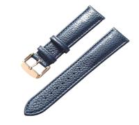 Qgsaghty Correa de reloj de cuero con textura Litchi de 13mm a 22mm para hombres y mujeres, correa de reloj suave, hebilla rosa, Azul real, 16mm