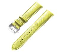Qgsaghty Correa de reloj de cuero con textura Litchi de 13mm a 22mm para hombres y mujeres, correa de reloj suave, hebilla plateada, Verde claro, 22mm