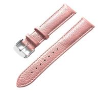 Qgsaghty Correa de reloj de cuero con textura Litchi de 13mm a 22mm para hombres y mujeres, correa de reloj suave, hebilla plateada, Rosa, 20mm